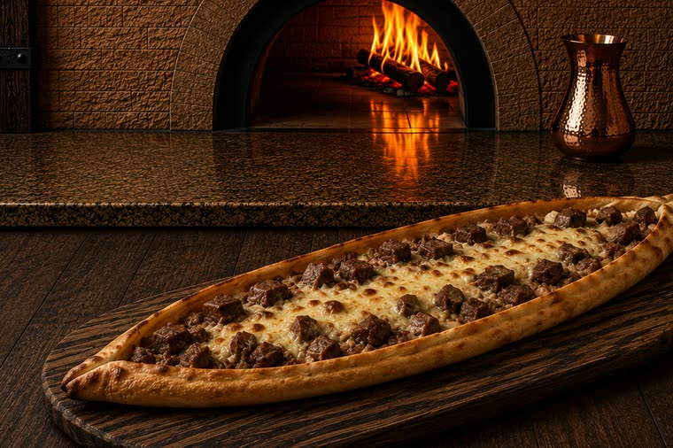 Kavurmalı Kaşarlı Pide
